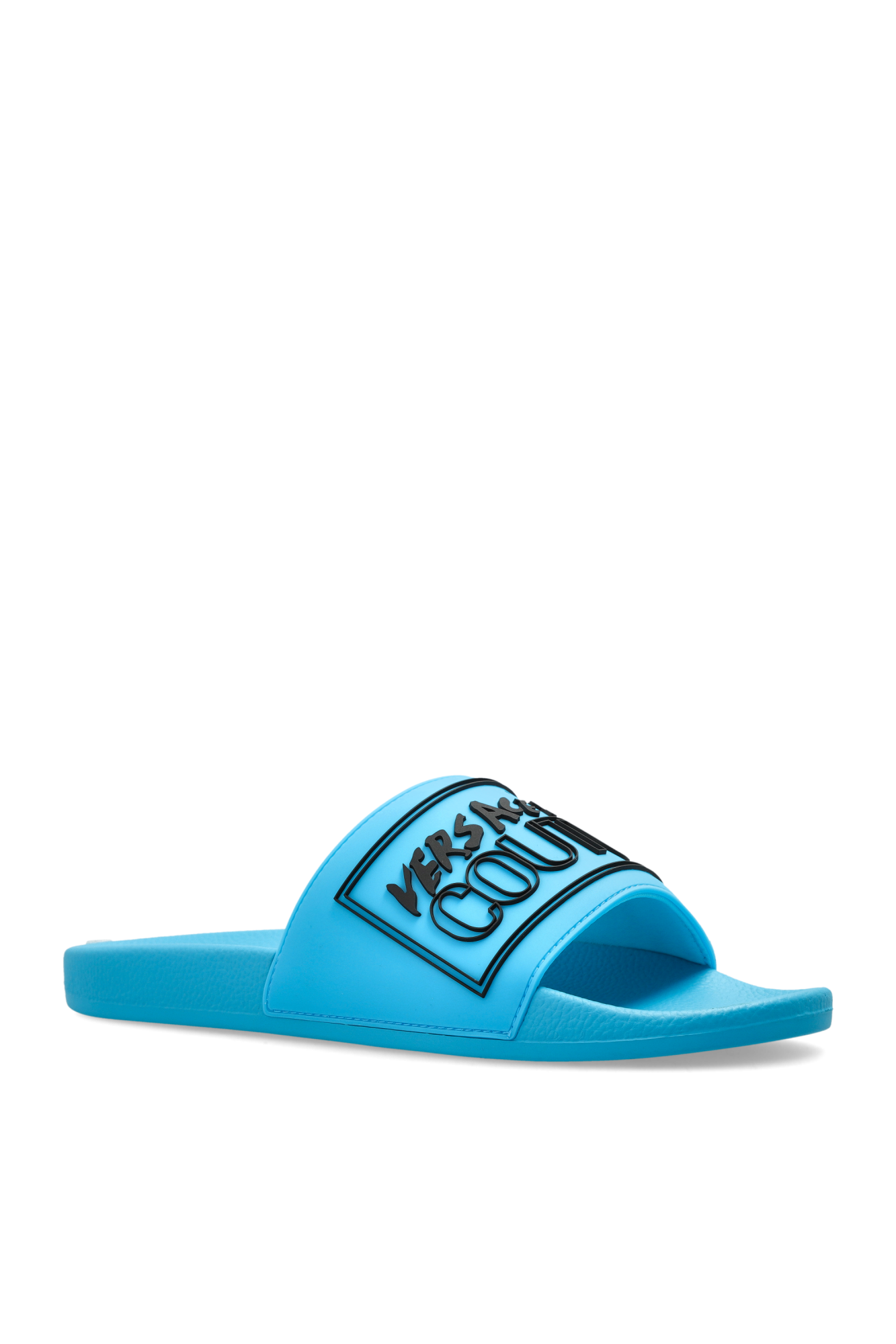 【Versace Jeans】Couture エンブレム ロゴ スライダー ♪ Logo Slides Black,Print | VERSACE US